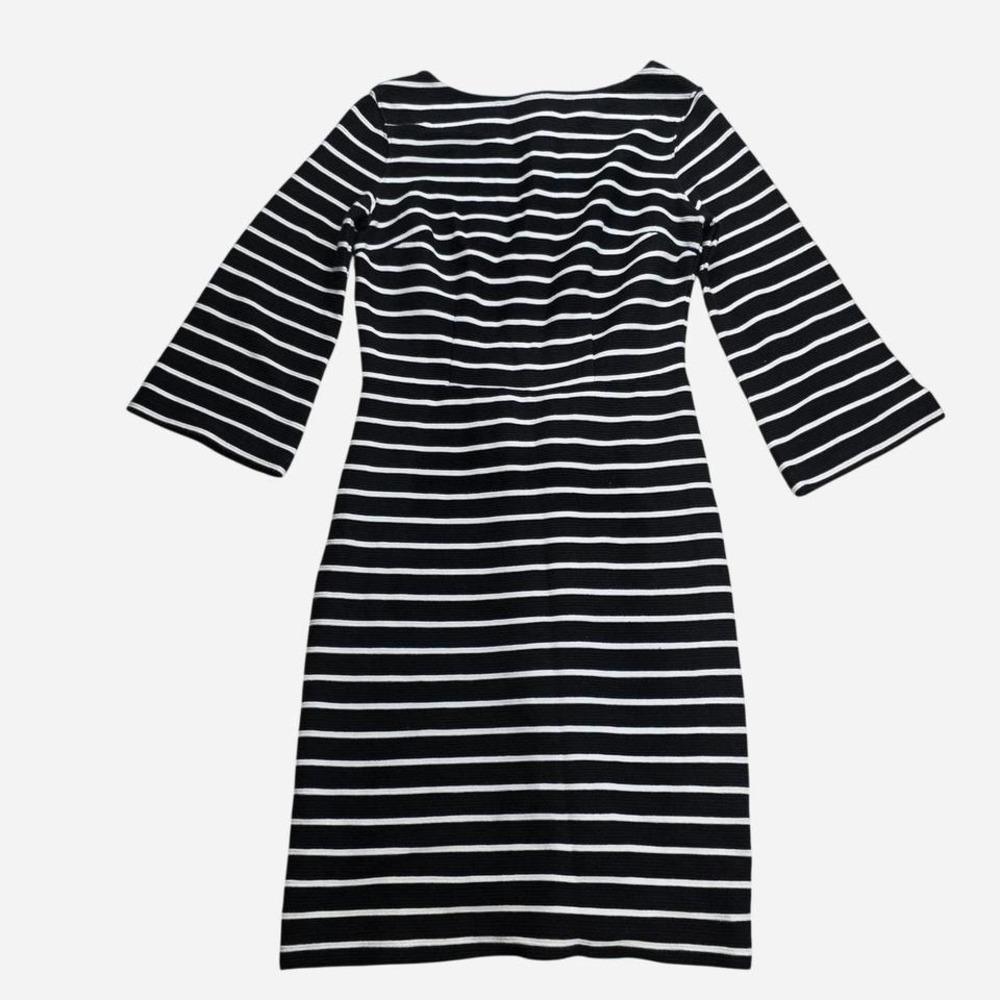 Old Navy Womens XS Black White Striped Bell Sleeve Sheath Dress Textured Knit